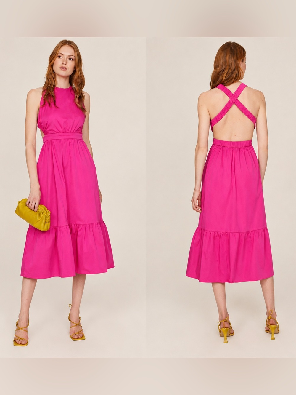 Peter Som Collection Pink Cross Back Midi Dress Size 12